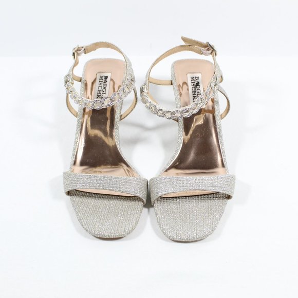 Badgley Mischka Kaelyn Wedge Sandal - Silver Glitter 6M - Picture 3 of 6